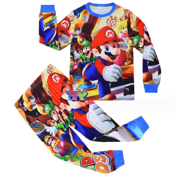 Super Mario -asu Lasten Yöasut Pitkähihaiset Kirveet Pyjamasetti B 150cm