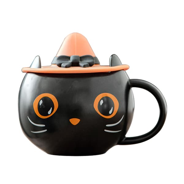 Keramisk söt svart för katt kaffemugg Tekopp Halloween-presenter för kattälskare Cou null - 1