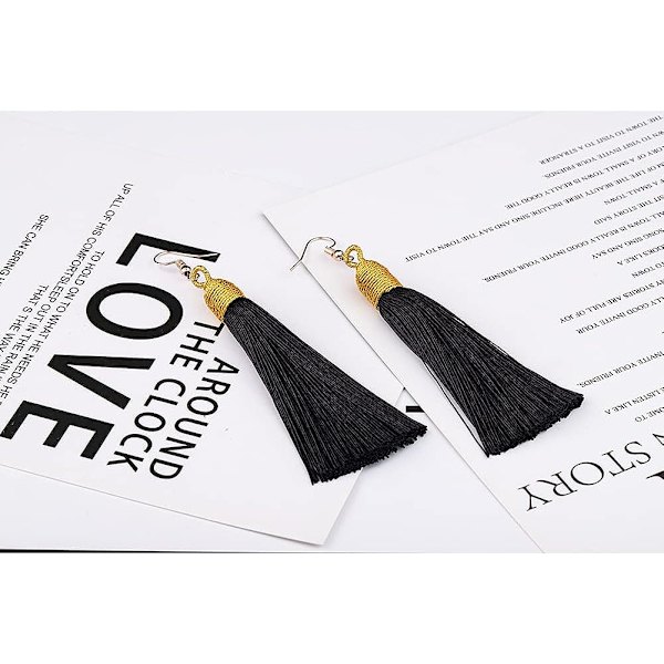 Långvävda tofsörhängen – Statement Fringe Dangle Örhängen