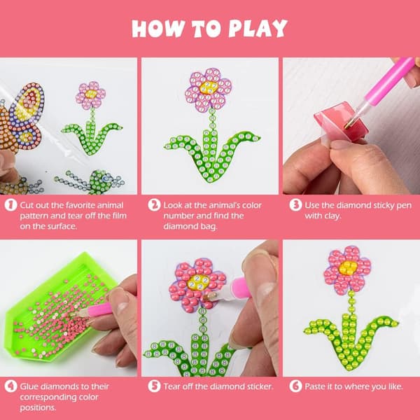 #45 stk. Diamantmalingsklistremerkesett for barn, DIY#