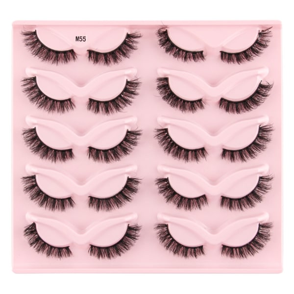 Halvfransar Naturligt utseende Wispy Cat-Eye Ögonfransar 3D lösögonfransar luffy-Soft 10 Par aux Mink ake Lashes Sets F