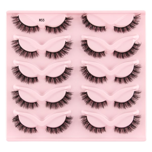 Halvfransar Naturligt utseende Wispy Cat-Eye Ögonfransar 3D lösögonfransar luffy-Soft 10 Par aux Mink ake Lashes Sets F