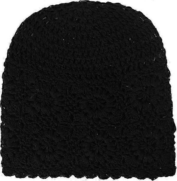 Dam Sommar Stickade Mössor Handgjord Virkad Mössa Slouch Beanie Mössa Svart