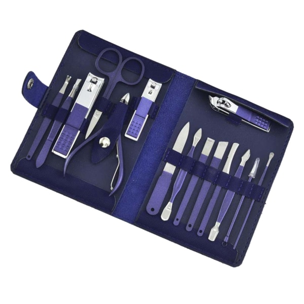 4/7/10/12/15/18 stk Reise Pedikyr Manikyr Sett Neglepleie Clipper Saks Kit Verktøy Grooming Rustfritt Stål Sett PU Veske 12piece sets