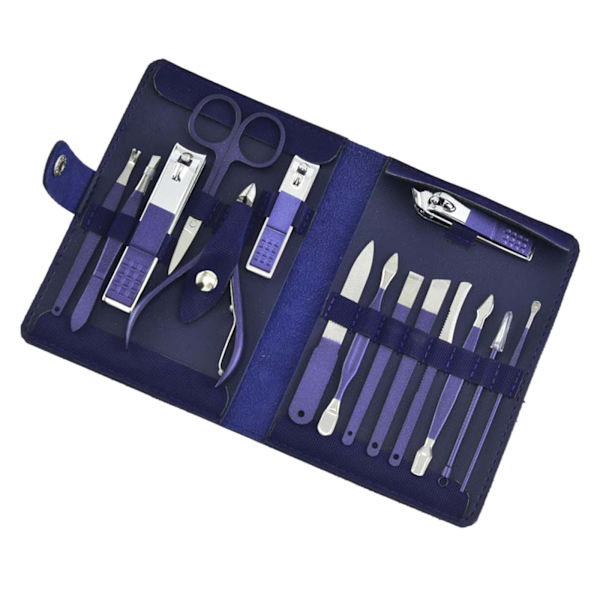 4/7/10/12/15/18st Rese Pedikyr Manikyr Set Nagelvård Clipper Sax Kit Tool Grooming Rostfritt Stål Set PU Väska 15 sets