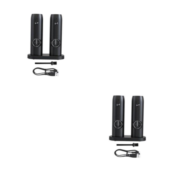 1/2/3 Elektroninen pippurimylly USB Ladattava Säädettävä Double with base 2Set