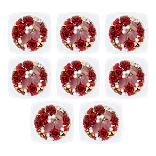 Nail Art 3D Rose Rhinestones Set, Mixed Gems Metal Flower