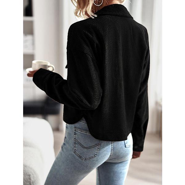 Damtemperament Casual Damkappa 2023 Enfärgad Allmatchande modetopp black L