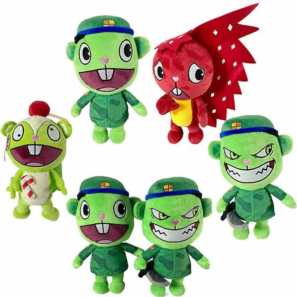 11" Happy Tree Friends Htf Flippy Fliqpy stoppad docka Anime plyschleksak B