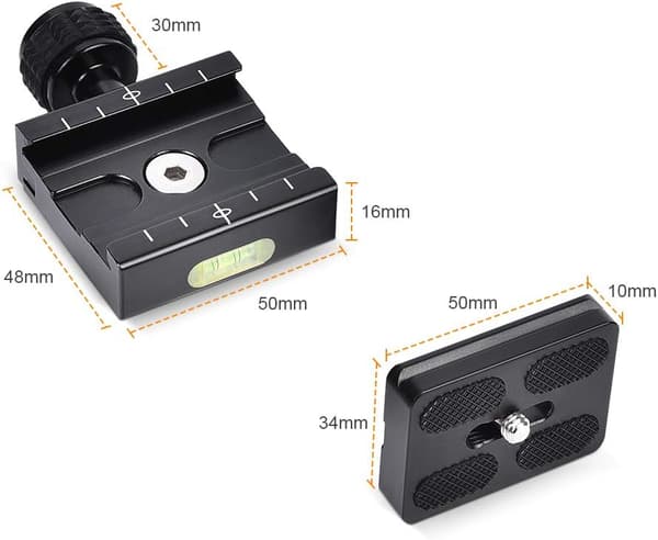 #50mm hurtigutløserplateklemme, universell kameramontering vater#
