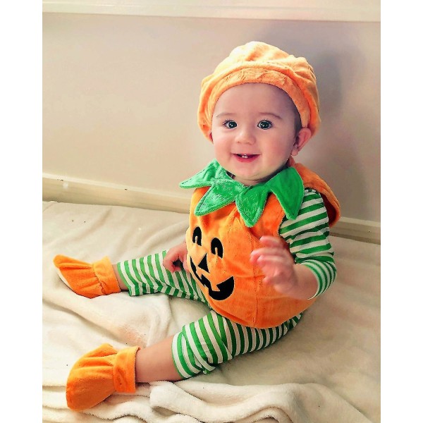 Xmas Ærmeløs Jumpsuit Sød rund hals Orange three-piece set 100cm