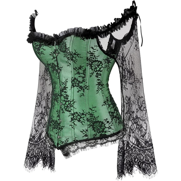 Korsetit naisille Overbust Bustier Top Gothic Sexy Shoulder 8127green 4XL