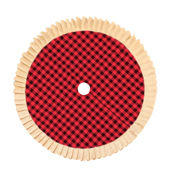 Christmas Tree Skirt 2022 Plisserad Svart Röd Pläd Tree Skirt Khaki Lace Red