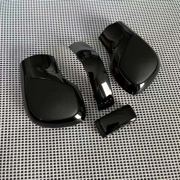 Svart Krom Med Alcantara Läder Växelspaksknopp Cover DSG Emblem För VW Golf 6 7 R Passat B7 B8 CC R20 Jetta MK6 GLI-Svart Läder Black Leather