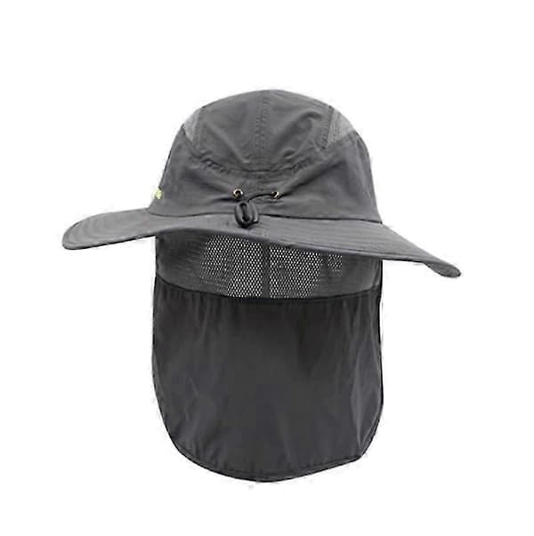 Fiskehatt for menn UPF 50+ med bred brem og nakkebeskyttelse, solhatt