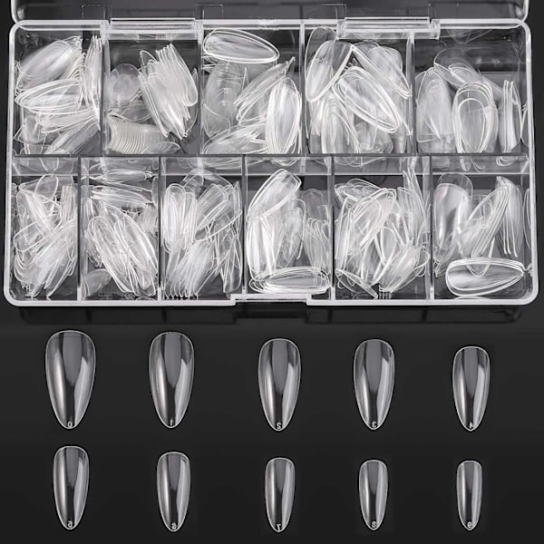 Mandelformede akrylnegletips - 500 stk fulde kunstige negletips