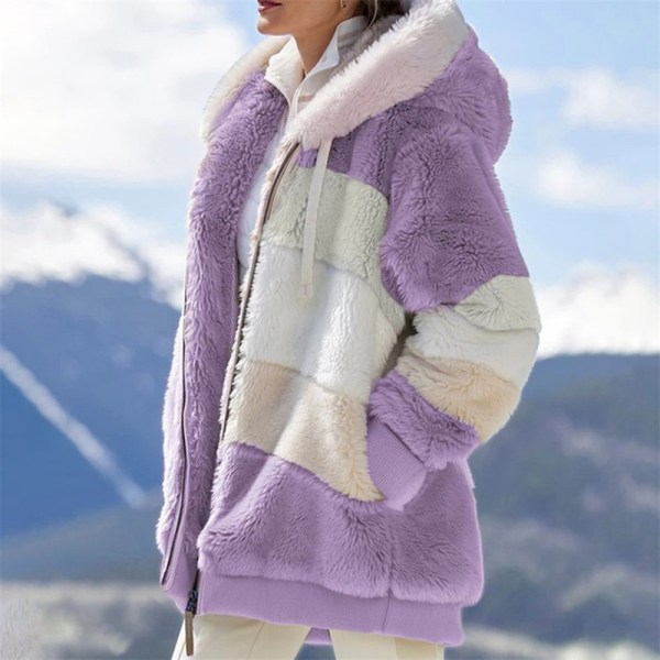 Vinterkappa för kvinnor Mode Casual Damkläder purple XL