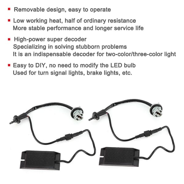 2 stk 50W Bil Blinklys / Ryggelys Delt Motstandsdekoder Avtakbar DC12V Universal
