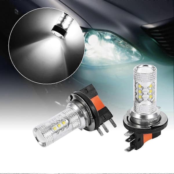 2 stk/1 par hvide 80W H15 LED-pærer billamper forlygter-Yvan