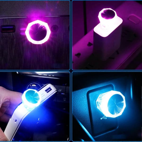 10 st Mini USB LED-lampa 5V Plug In Bil LED Interiörbelysningssats Universal för Bil Hem Kontor Rosa Ljus