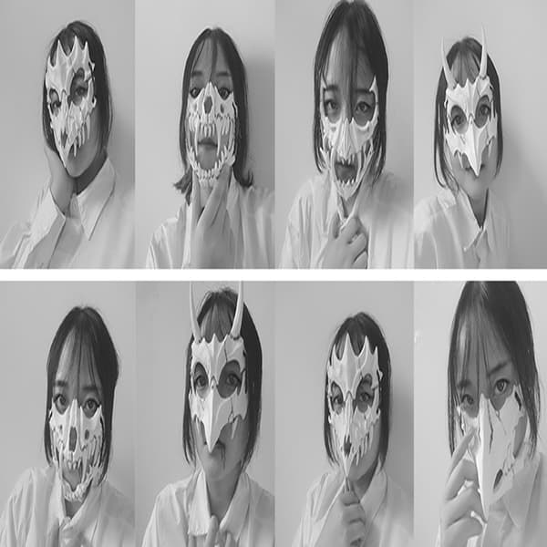 Halloween Mask, Tiger Cosplay Mask - Half Face White Skull