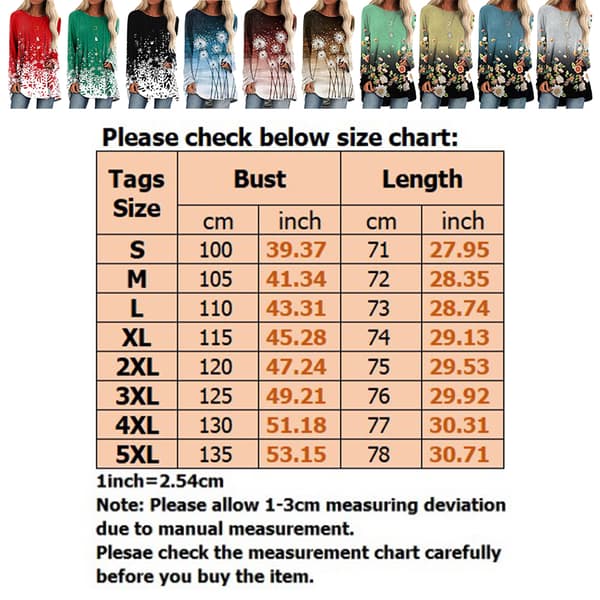 Plus Size Dam Blommig Skjorta Topp Casual Lös Tunika Pullover Tee green 3XL