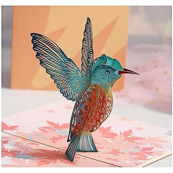 Syntymäpäiväkorttilahja vanhemmillesi, ystävillesi ja rakastajillesi, 3D-ponnahduskortti (Kolibri)