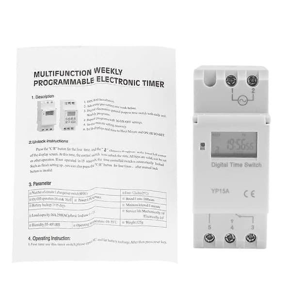 16A Digital LCD Strømtimer Programmerbart Relæ Tidsafbryder (AC220V)