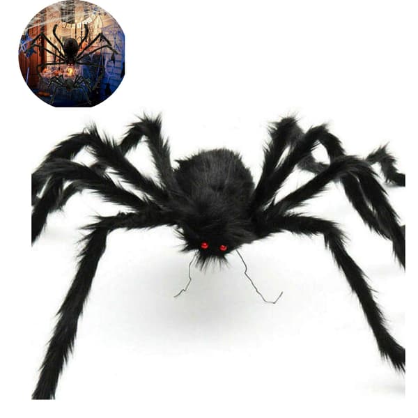 150 cm Kæmpe Edderkop Tarantel Plys Sort Halloween Dekoration