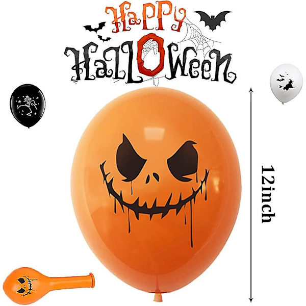30 kpl Halloween-lateksipalloja - kummitus-hämähäkkikuvioita juhlakoristeluun