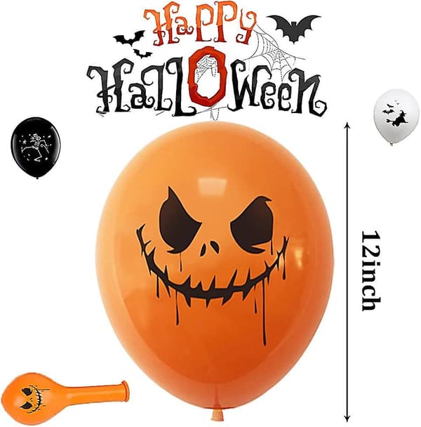 30 stk Halloween latexballonger - spøkelsespindeldesign for festdekor