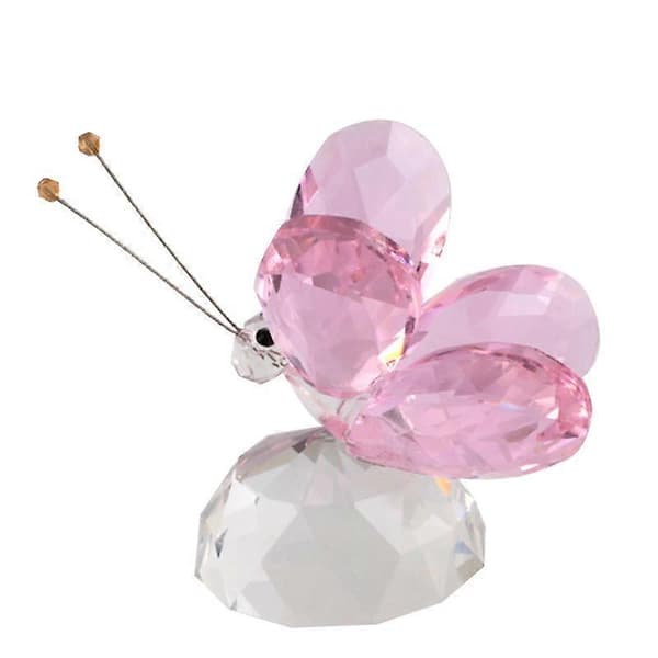 Rosa Krystall Flygende Sommerfugl Krystallkulebase Figur Samling