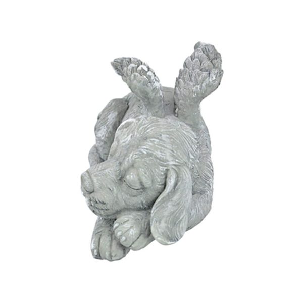 12 cm Pet Angel Dog Honor Statue Gravstein, harpiks, hagedesign ornament