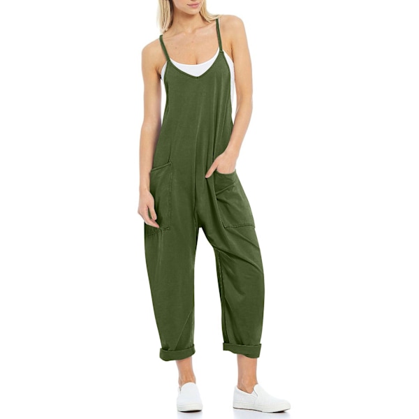 Kaisole jumpsuit med løs lynlås green m