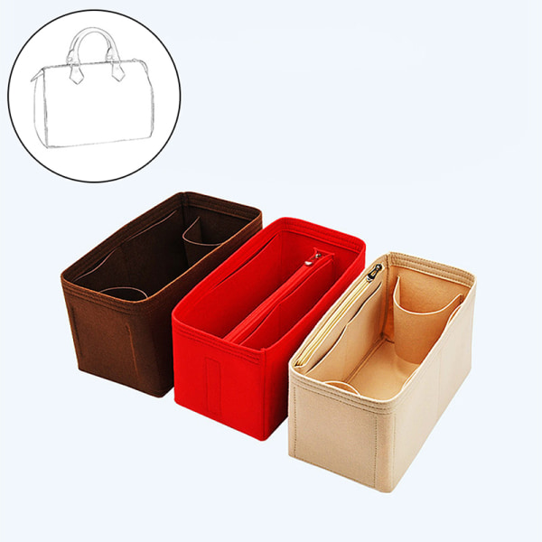 Taske Organizer Filtstof Indsats 25 30 35 Makeup Håndtaske Coffe StyleC M Khaki StyleC L