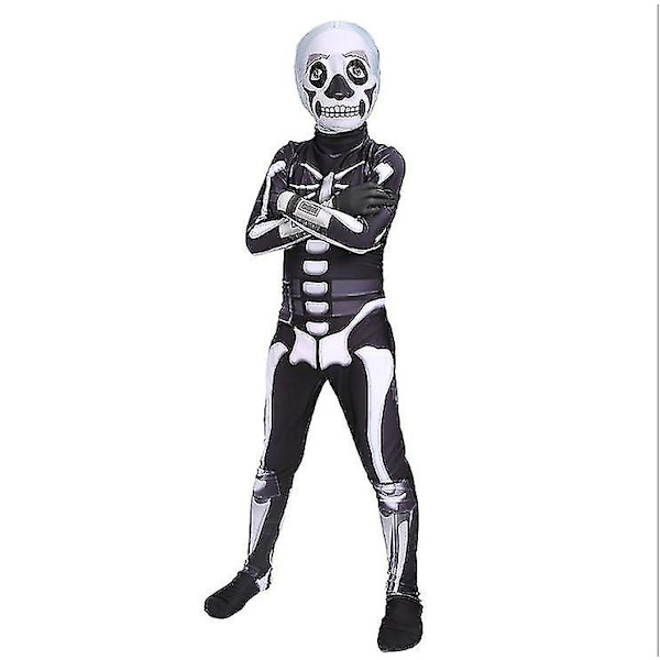 Pojkar Halloween Skeleton Cosplay kostym 120CM