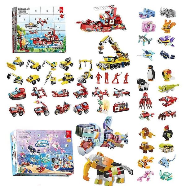 2023 Julkalender 24st/ set Barn Jul Havsdjur Samling Leksaker Adventskalender Pojkar Nyårspresenter engineering blocks