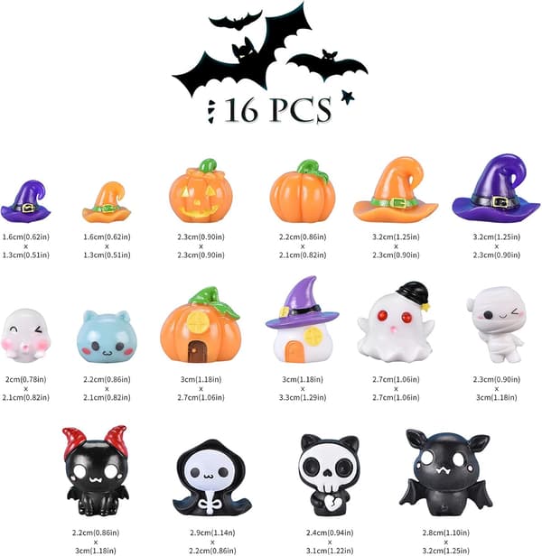 16 kpl Halloween askartelutarvikkeita Mini hartsi koriste