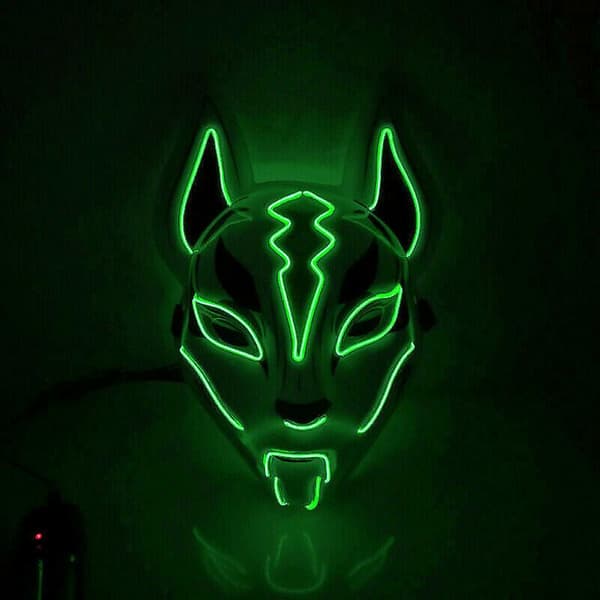 Halloween Fox Drift Mask Ljusmask Rollspel Fluorescent Green