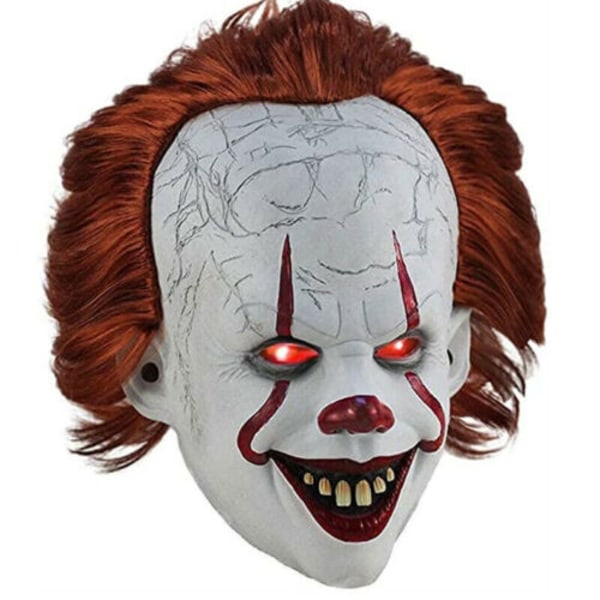 Halloween Cosplay Stephen King's It Pennywise Klovnemaske Kostume Mask with LED One size