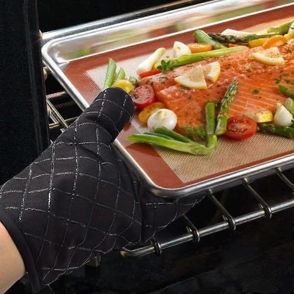 1 par ovnshansker, universelle ovnshansker, grillhanske, svart