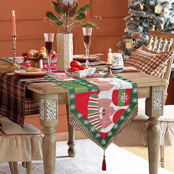 Julbord skateboard broderad Santa Claus Älg Röd Buffalo Pläd Bordsskateboard (tomten)