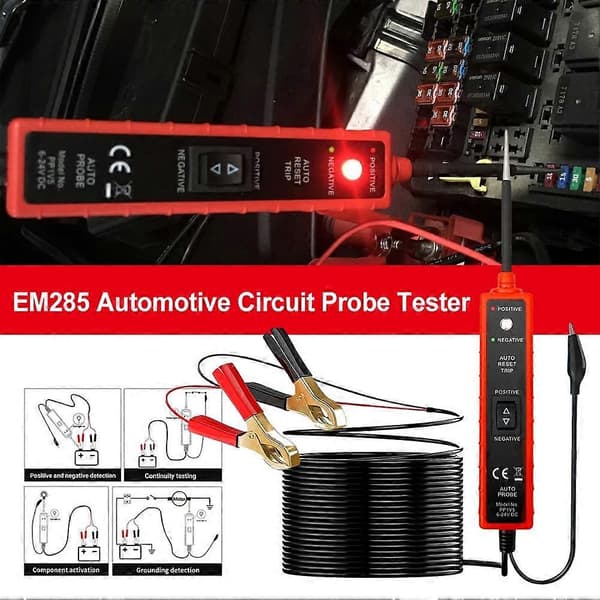 Automotive Strømkredstester med 16Ft Testledning 6-24V DC LED Lys Tester Sikringstester Elektrisk Lys Test Pen Lys Elektrisk Diagnostisk Værktøj Sho