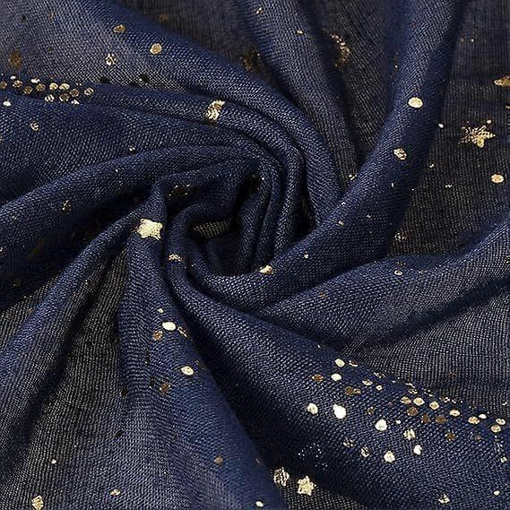 Stjerne Måne Print Tørklæde Letvægts Sjaler til Kvinder Mode Sølvfolie Snefnug Tørklæde