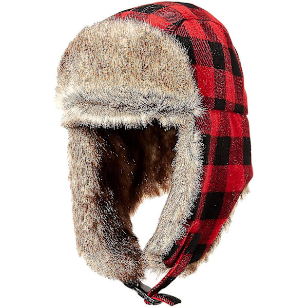 Vinteröronflik Trapper Bomber Hatt Håller sig varm Vinter för män Varm och vindtät ludd Faux Fur Catcher HatRöd
