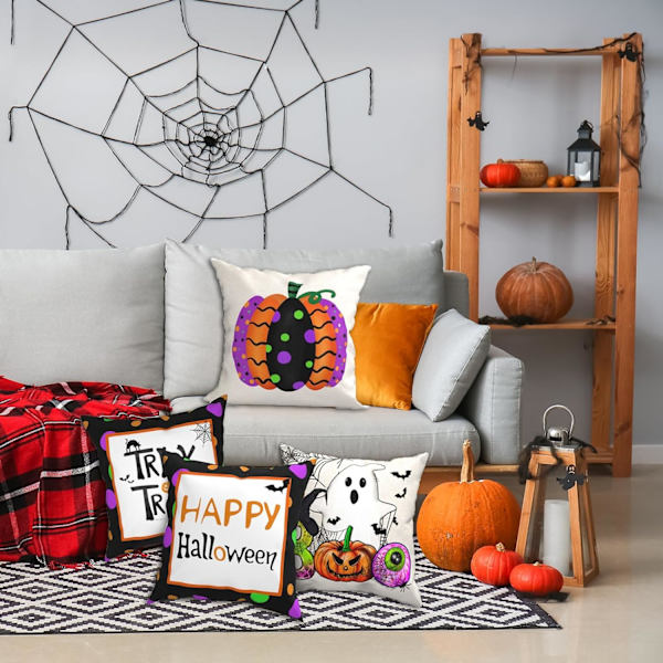 Halloween dekorationer kuddfodral 18x18 set med 4 bondgård inomhus