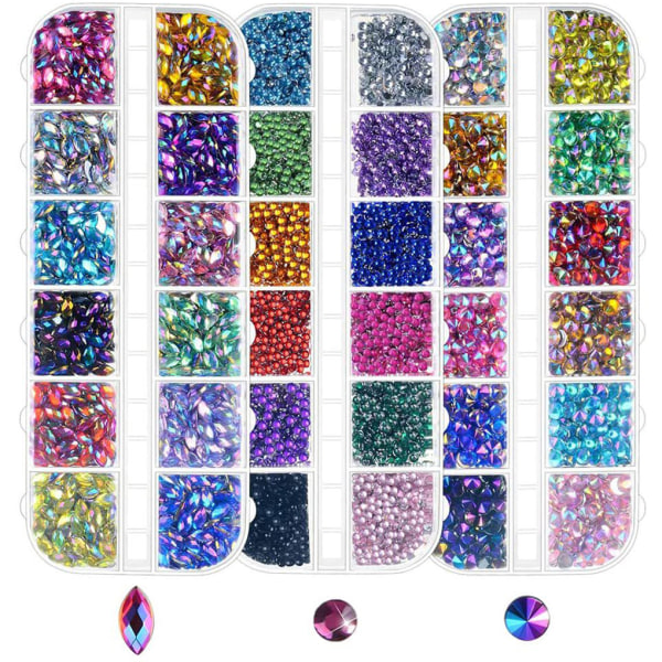 1/2/3/5 3set Tidlös Klassisk Nail Art Strass Med Medium 1PCS