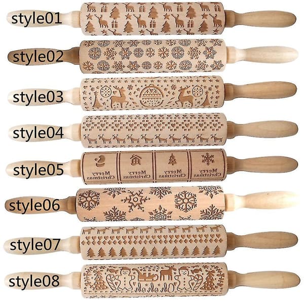 Wooden Carvings Pie Cookies Rolling Pin style07