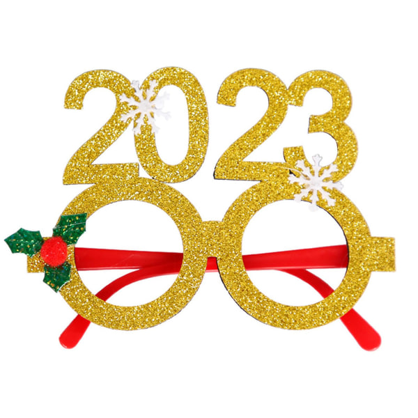 Joulasit 2023 Hyvää Uutta Vuotta Glitter Lasit Kehys Valokuvarekvisiitta Snowman none