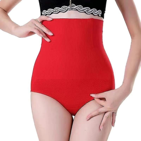 Women's High Waist Tummy Thong Shapewear Red M and L